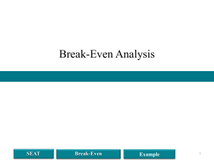c11 Video Lesson Notes Break-Even Analysis
