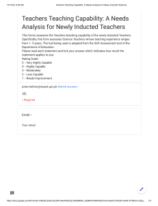 Teachers Teaching Capability  A Needs Analysis for Newly Inducted Teachers