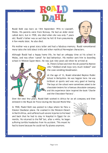 Roald Dahl Biograhpy Reading comprehension
