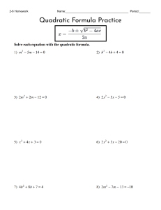 2-6 HW Quadratic Formula WS