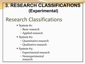 Research Classifications Experimental 