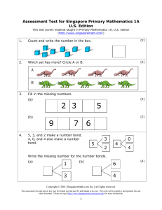 Assessment Test for Singapore Primary Mathematics 1A