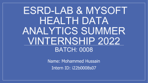 eSRD-Lab & MYSOFT Health Data Analytics Summer Internship