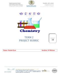 Chemistry Grade 10 Project Rubric Term 2(Naaim Eyas, 10 Melons)
