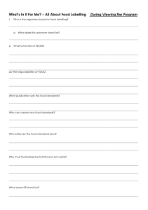 What’s In It For Me? – All About Food Labelling Student Worksheet