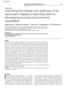 SAGE, Improving the Clinical-Care Pathway- Ayurvedic Hospital,2016