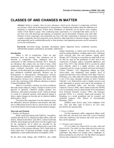 Classes of and Changes in Matter