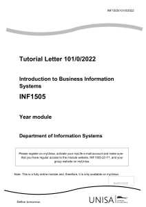INF1505 Study Guide - Business Information Systems