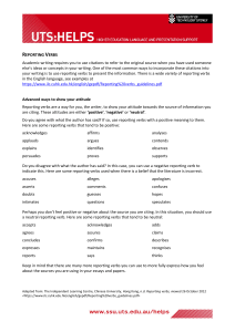 Reporting Verbs Reference Sheet