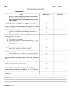 Health Pamphlet Project Infectious Disease Information and rubric