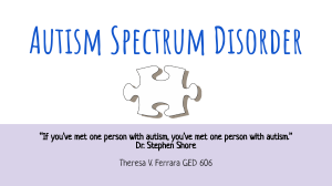 Autism Spectrum Disorder for parent and teachers TVFerrara