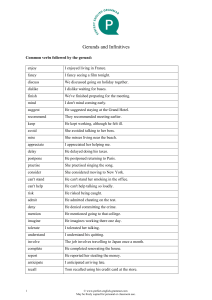 gerund infinitive verbs list