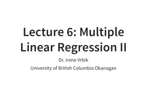 Lecture 6  Multiple Linear Regression II