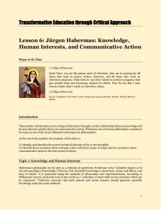 Jurgen Habermas Knowledge, Human Interests and Communication - TRANSFO
