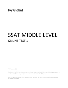 ssat middle level test 1