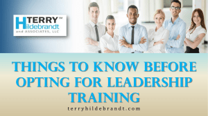 Things to Know Before Opting For Leadership Training