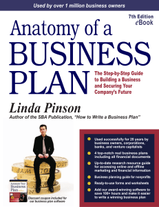 BUSINESS PLAN Anatomy of a Business Plan The Step-by-Step Guide