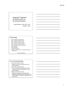 Integrated Treatment for persons with Co-Occurring Disorders Handout