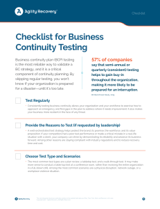 Checklist for BC Testing