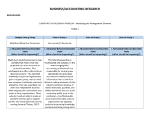 BUSINESS:ACCOUNTING RESEARCH - CLARIFYING THE RESEARCH PROBLEM WORKSHEETS SAMPLE