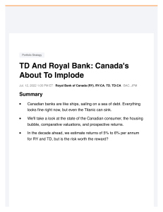 TD Bank And Royal Bank of Canada  Canada's About To Implode