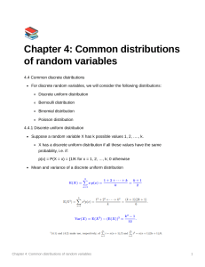 Chapter 4 Common distributions of random variables