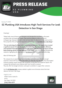 Press Release - EZ Plumbing USA Announced 24/7 Plumbing Solutions Availability During Christmas