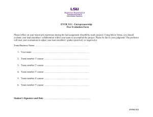 ENTR 3111 - Peer Evaluation Form for First Screen- Spring 2023