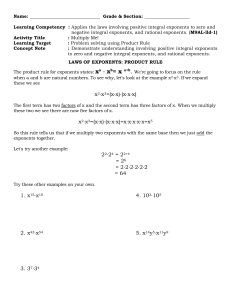 Learning Activity Sheet Product Rule