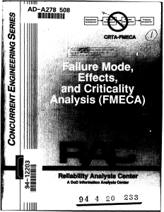 Failure Mode, Effects and Criticality Analysis (FMECA)