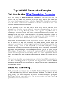 Top 100 MBA Dissertation Examples