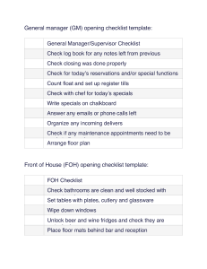 Opening Checklists