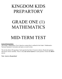 Grade 1 Mathematics test