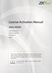 ZKBio WDMS License Activation V1.0 2021210