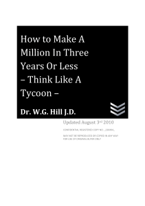 how to think like a tycoon. w.g hill