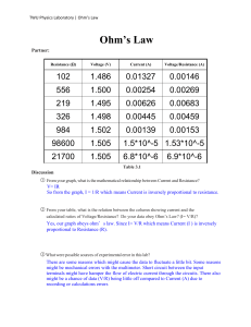 Re- Ohm's Law Fillable Form 