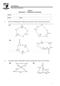 Worksheet 1 - Congruence & similarity