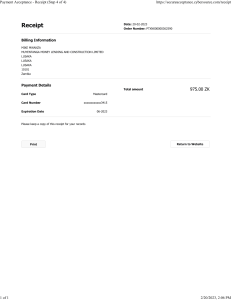 Payment Acceptance - Receipt (Step 4 of 4)