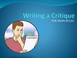 Writing a Critique