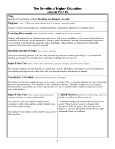 Benifits of Higher Education Lesson Plan Template