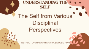 The Self from Various Disciplinal Perspectives (2-4)