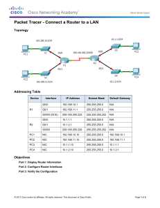 6.4.3.3 Packet Tracer - Connect a Router to a LAN Instructions