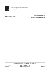 Secondary Checkpoint - English (1111) Specimen 2014 Paper 2 Insert