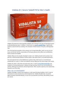 Vidalista 20 Generic Tadalafil Pill for Men’s Health
