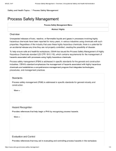 04.03 Process Safety Management - Overview   Occupational Safety and Health Administration