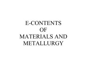 Contents of materials and metallurgy