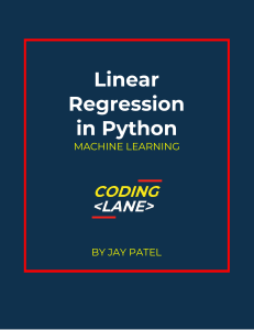 Linear Regression in Python Machine Learning Coding Lane by Jay Patel