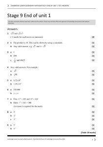 Gr 9 Revision booklet Math-Answer key
