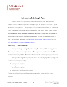 Literary Analysis Sample Paper