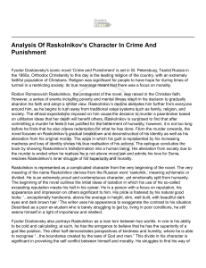 Analysis Of Raskolnikov’s Character In Crime And Punishment